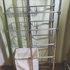 スライドカゴ式★スリム メタルラック スチールラック 棚　の画像