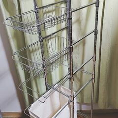 スライドカゴ式★スリム メタルラック スチールラック 棚　の画像