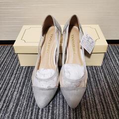 レディース グレードット フラットパンプス バレーシューズの画像