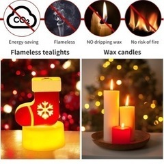 【クリスマスデザイン】LEDキャンドル　ライト　キャンドル　デコレーション　イルミネーション　キャンドルライト　安全　ツリー　サンタの画像