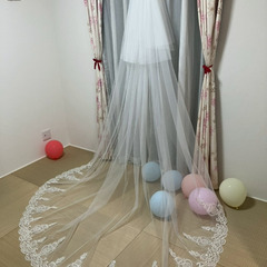 ウエディング　ロングベール　3m レース　華やか