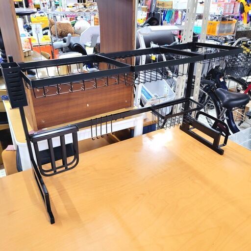 3/17【家具・家電複数購入で割引可】家具 ディッシュラック ブラック 収納 伸縮式
