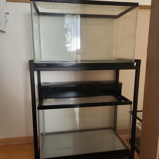 水槽　60cm 上部フィルター　ガラス蓋　水槽台セット