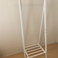 木製ホワイト ハンガーラック(折りたたみ可)の画像