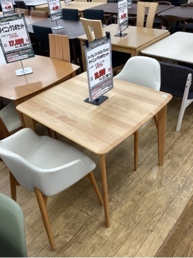 KJ-63【新入荷　リサイクル品】テーブル:ニトリ　Nコレクション　ダイニング3点セット　ナチュラル