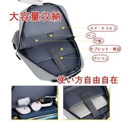 USB充電 ビジネスバッグ リュック 通勤 通学 PC 収納 ブラック 大容量の画像