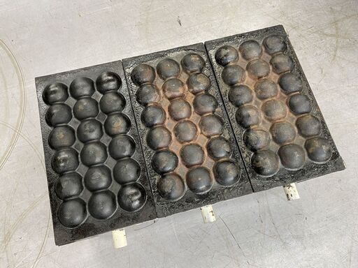 業務用 たこ焼き器3丁 幅58×奥行35×高さ18.5ｃｍ 18穴 3連 3本 たこ焼機 屋台 店舗用 たこ焼器 現状品 札幌市手稲区