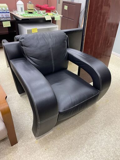 1人掛け レザーソファ 幅90cm奥行90cm高さ42/80cm 説明欄必読