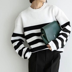 ur's ユアーズ オーバーサイズボーダーニットプルオーバーの画像