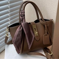 ミニ　トートバッグ　ショルダーバッグ　ブラウンの画像