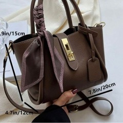 ミニ　トートバッグ　ショルダーバッグ　ブラウンの画像