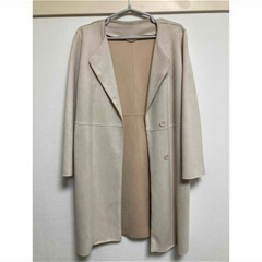 スエード ノーカラーコート　ジャケット　ベージュの画像