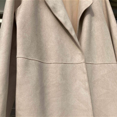 スエード ノーカラーコート　ジャケット　ベージュの画像