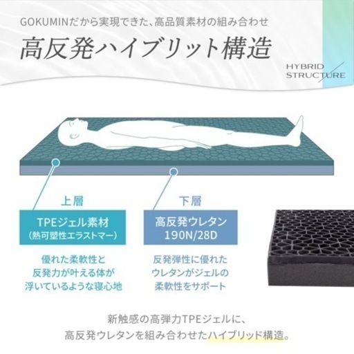週末値下げ】GOKUMIN ほぐれるジェルマットレス ストレート シングル
