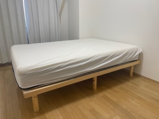ダブルベッド(ecosaマットレス＆フレーム、カーバーおまけ)