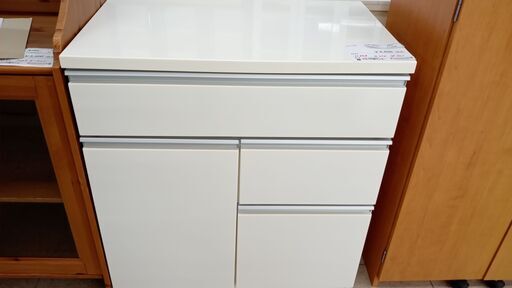 ★ジモティ割あり★  レンジ台 白 H85×D51×W80 クリーニング済み TJ2548