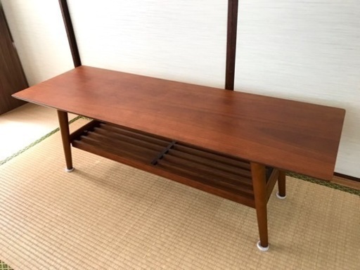 木製　テレビボード　ローテーブル　ウォールナット突板　120×40cm　天然木　北欧家具　ローボード　コーヒーテーブル　テレビ台　テレビラック　ブラウン