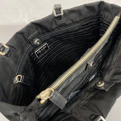 PRADA オールドプラダ 黒ナイロン×レザー 肩かけショルダートートバッグ  アンティーク 昭和レトロの画像