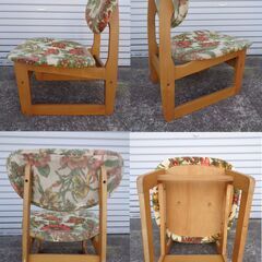 ★木製　花柄　チェア　椅子　高さ67.5cm　座面48×50cm　昭和レトロ　アンティーク　家具　インテリア②の画像