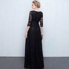 【新品】ドレス　ロング　黒　M 刺繍　レースの画像