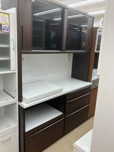 【値下げしました!!】松田家具 2面レンジボード キッチンボード オートクロージャ― No.282●ブラウン 茶色系 ※現金、クレジット、ぺイペイ、スマホ決済対応※