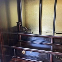 ミニ仏壇 黒檀調 小型仏壇 コンパクト仏壇 桜 桜波 螺鈿入り 仏壇 