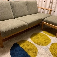 【引取り限定】★限界価格★お洒落ソファ★ unico VISKA(ヴィスカ) 3シーターソファ&オットマンのフルセット　#北欧家具　#おしゃれの画像