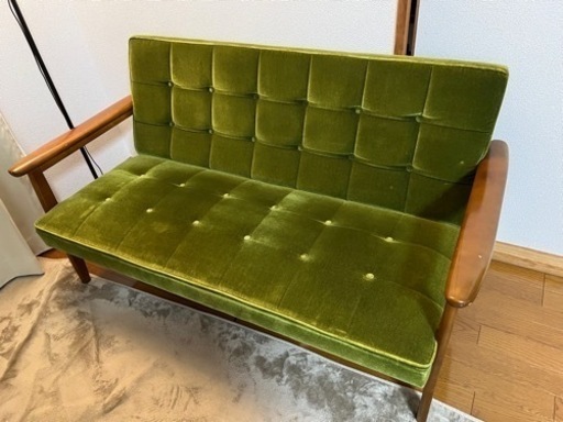 カリモク60 Kチェア2シーターモケットグリーン