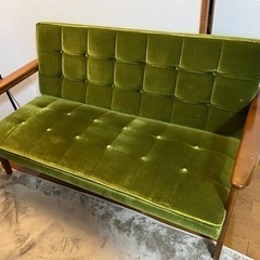 カリモク60 Kチェア2シーターモケットグリーン