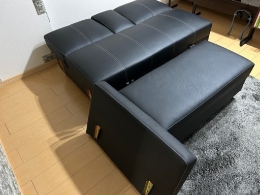 ３人がけ　３人掛け　ソファベッド　収納付き　オットマン付き　三人掛け　美品　早い者勝ち