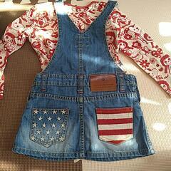 100サイズ　ダディーオダディー　デニムジャンパースカート　の画像