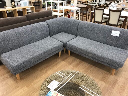 ★ジモティ割あり★  コーナーソファ グレー H74×W189×D189 クリーニング済み KJ3396