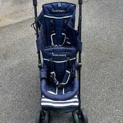 スリム縦型2人乗りベビーカー【キンダーワゴン】ネイビー