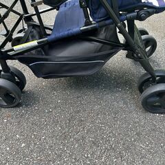 スリム縦型2人乗りベビーカー【キンダーワゴン】ネイビー