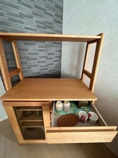 ISSEIKI 北欧風　アルター材キッチンシェルフ（幅89cm）