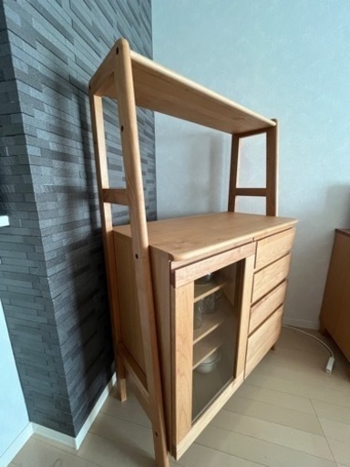 ISSEIKI 北欧風　アルター材キッチンシェルフ（幅89cm）