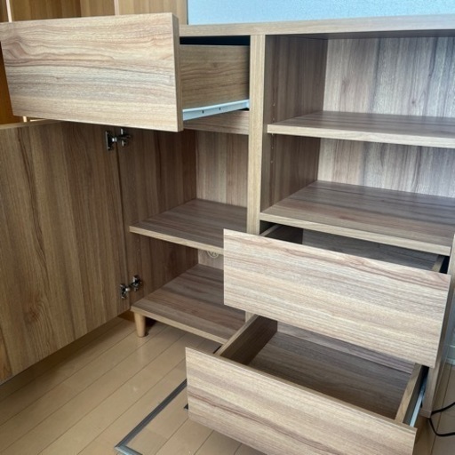 木目調 棚 扉  引き出し  4本足