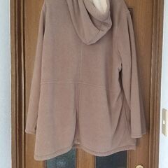 ★5L★裏起毛フリースコート★フード付★ベージュブラウンの画像