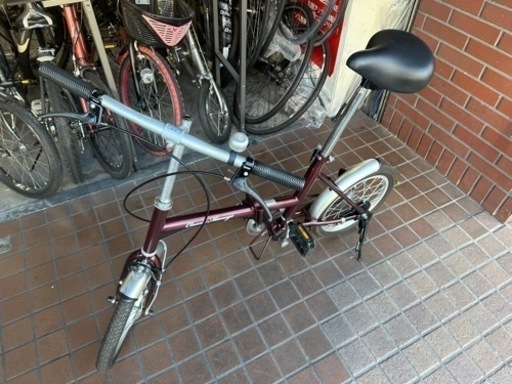 ★美品★16インチ　折り畳み自転車　ワインレッド