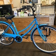 前輪タイヤ・後輪チューブ新品！】6段変速 26インチ自転車 水色