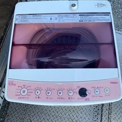 福岡市内配送設置無料　ハイアール Haier 洗濯機 一人暮らし  全自動洗濯機 5.5kg ピンク 送風 乾燥機能付き JW-C55CK(P) 縦型 送料無料 設置無料