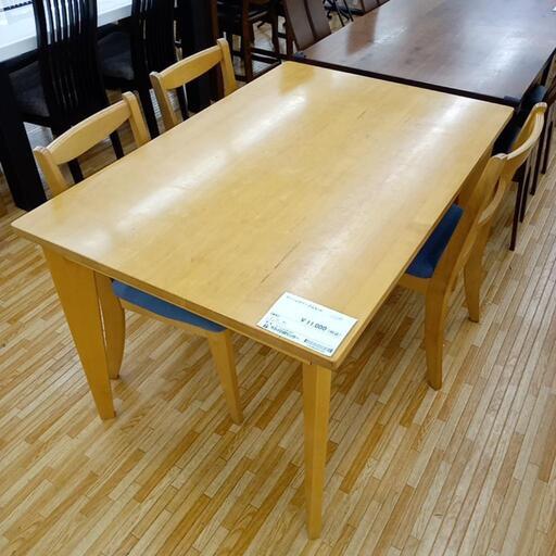 ★ジモティ割あり★ ダイニングテーブルセット イス3脚付き　ナチュラル\u0026ブルー　クリーニング済　YJ850