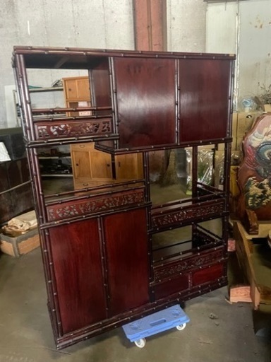 唐木茶棚　螺鈿花鳥図　中国家具