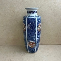k1028507 花柄花瓶 花器 花生 染付 円柱 筒型 花唐草...
