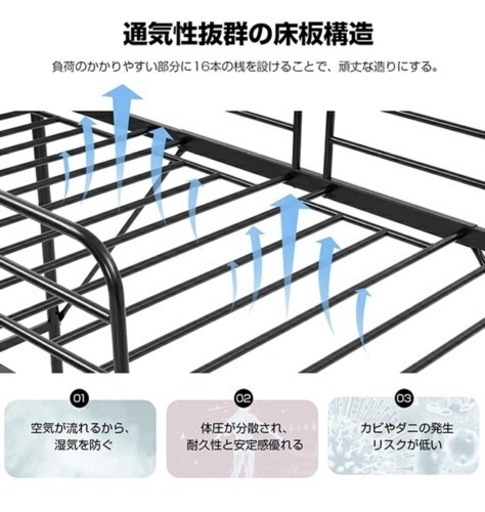 組み立てパイプ３段ベッド