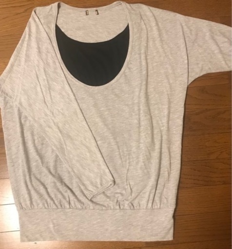 ロングスリーブ・SOMETHING ・マタニティ・ゆったり・グレー×黒・M-L