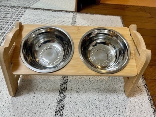取引中　ペット用　フードボール木製スタンド