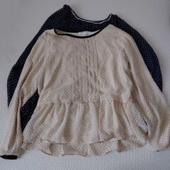 【無料　差し上げます】水玉セット　ブラウス2枚とフレアスカート