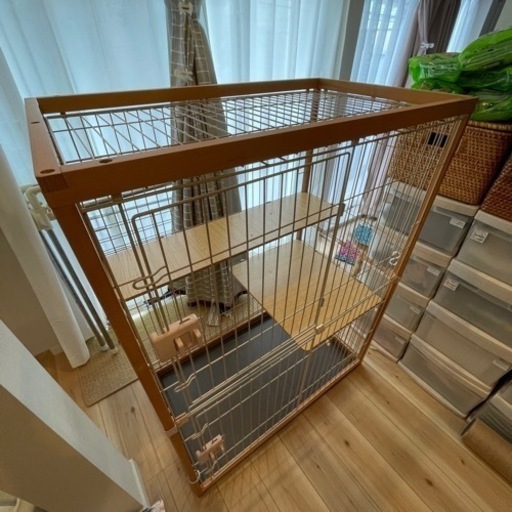 2階建ペットケージ（大型、木製）
