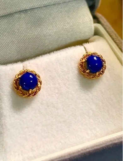 ラピスラズリ　K18   スタッドピアス